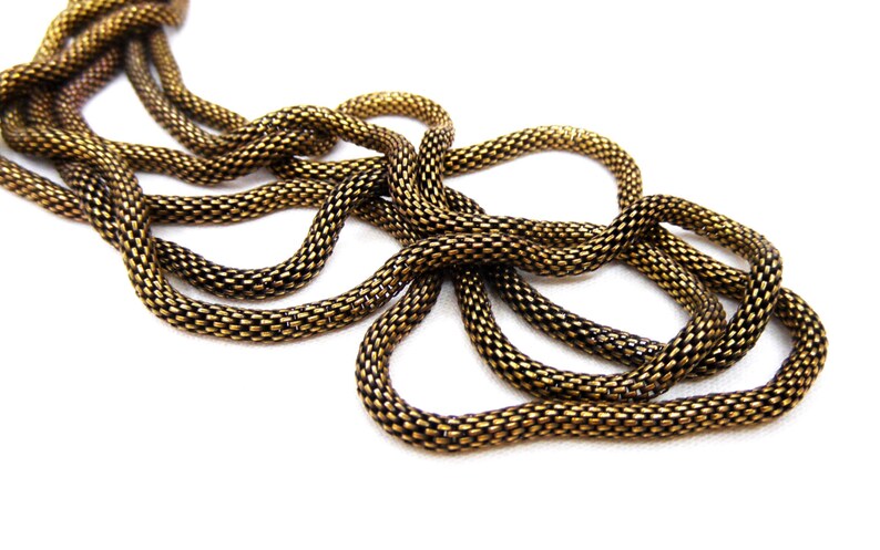 thumbnail image 2 of 3 Feet Vintage Solid Brass Flexible Mesh Deco Track Chain – 16mm Wide, NOS X347 2 of 2
