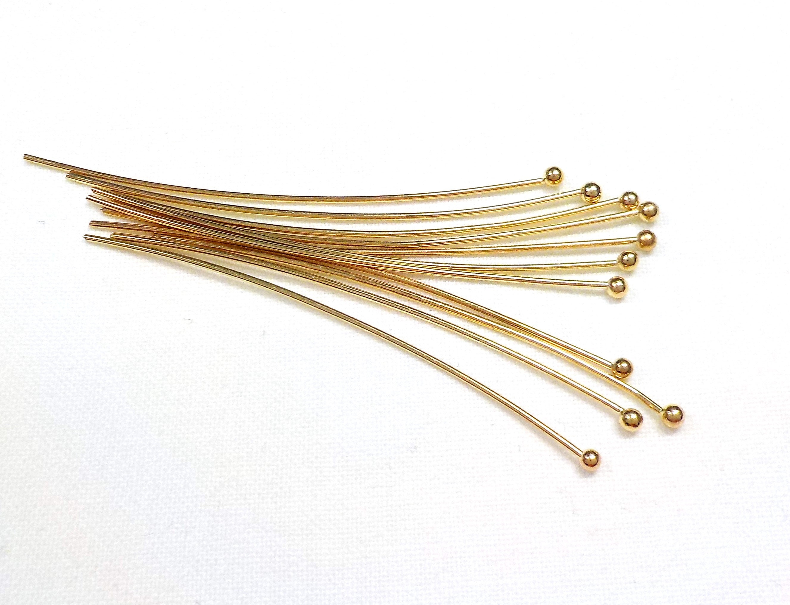 100 Gold Flower Head Pins Ticker 50mm Plated For DIY Jewelry