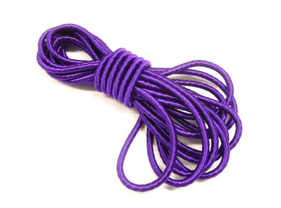 3.2mm Purple Wrapped Silk Satin Cord, Soutache Wrapped Thread Cord,  Artificial Silk Cord, Rope Cord - 1 Yard/0.92m approx.(1 piece)