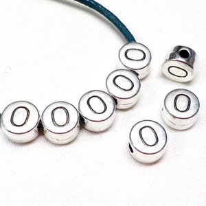 Letter Bead O, Round Spacer Bead, Silver Plated Initial Slider ...