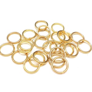 Gold Plated over Brass Jump Open Rings, High Quality Jump Rings 10.2mm x 7.8mm x 1.2mm, 16 Gauge, Non Tarnish - 10 pieces