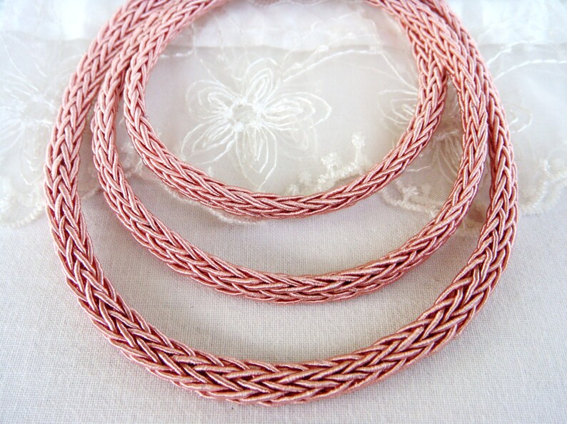 Salmon String Cord 7x4mm 1 piece 1 Yard0.92m approx. Oval Braided Trim Cord Licorice Style Rope Semisoft Cord