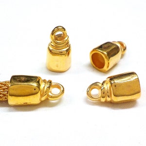 24K Gold Plated End Caps, Cords Edge, Cord End Hat, Cord Ends, Cord Terminators, End Clasps for 6mm Cords, 10x18 (Ø 6.7mm) - 2 pcs