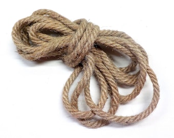 Natural Hemp Twisted Cord, Unbleached Hemp Cord, Rustic Hemp Rope Cord, 4 Strand Nautical Rope, Semisoft Twine Cord 7mm - 3 yards (1 piece)