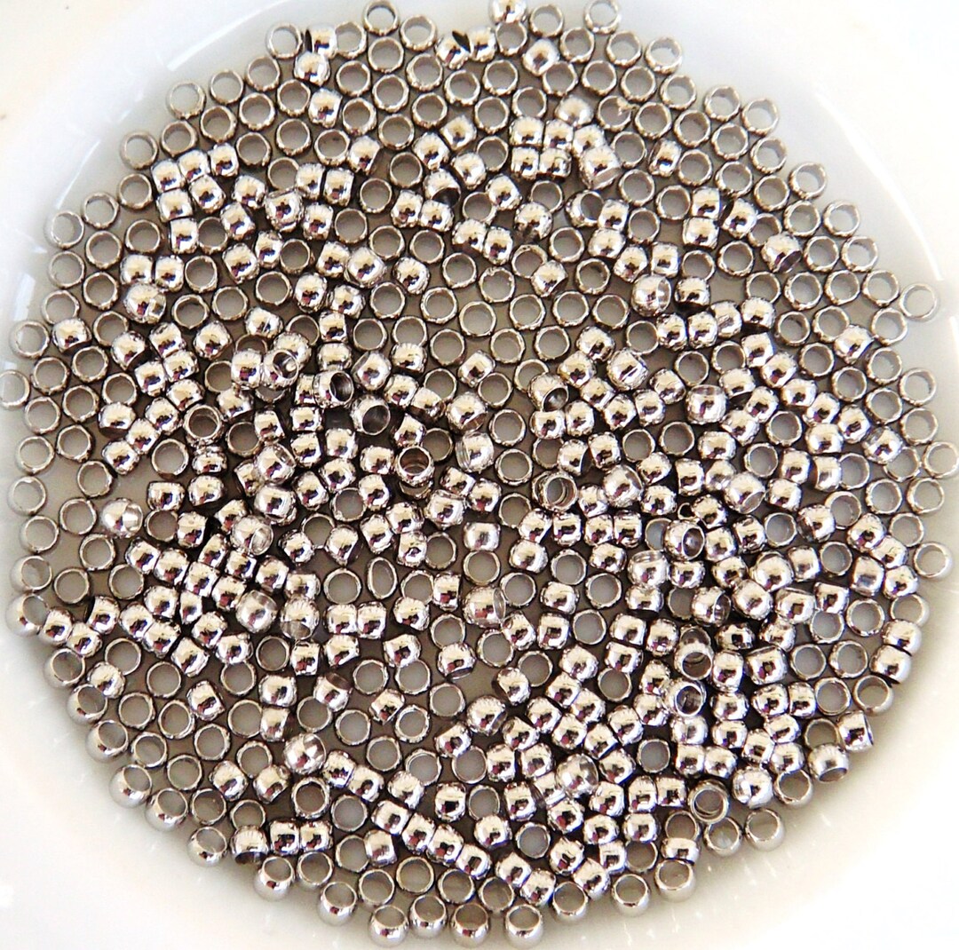 Lead Roud Crimp Rhodium Plated Over Brass Round Crimping Beads, Nickel and Lead Free ...