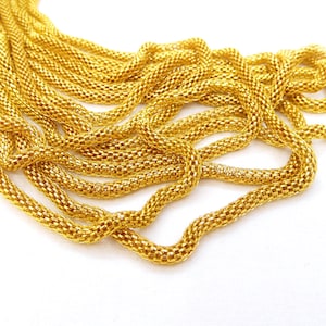 24K Gold Plated Steel Chain, Mesh Chain, Net Chain, Round Chain 3mm - 7.5 inches/19cm (1 piece)
