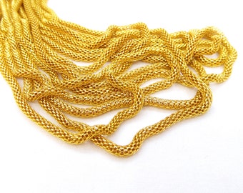 24K Vergoldete Stahl Kette, Mesh-Kette, Netzkette, Runde Kette 3 mm - 19 cm ( 1 Stück )