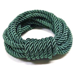 5mm Green Satin Twisted Cord, Wrapped Thread Cord, Polyester Braided Cord, Artificial Silk Rope Cord - 2 Yards/ 1.84m approx.(1 piece)