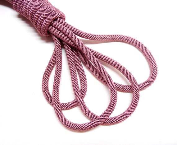 Pastel Pink Braided Rope Cord, Semisoft Trim Cord, Artificial Silk