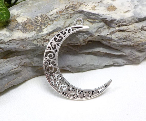 Half moon pendant deals silver