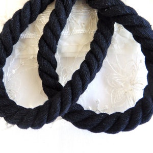 Black Twisted Cotton Cord, Black Wrapped Cord, 10-11mm Soft Rope Cord - 1Yard/ 92cm approx.(1 piece)