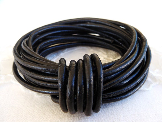 Nero vera pelle cordone rotondo 3mm, greco ad alta qualità in pelle cavo,  cavo di cuoio morbido, Real Leather Cord 1 yarda/circa 0,92 m -  Italia