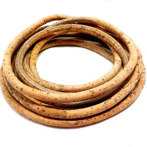 Cork Cord, Round Cork Cord, Natural, Vegan Cork Cord 4.5mm - 40cm/15.7&quot; approx. 1 piece