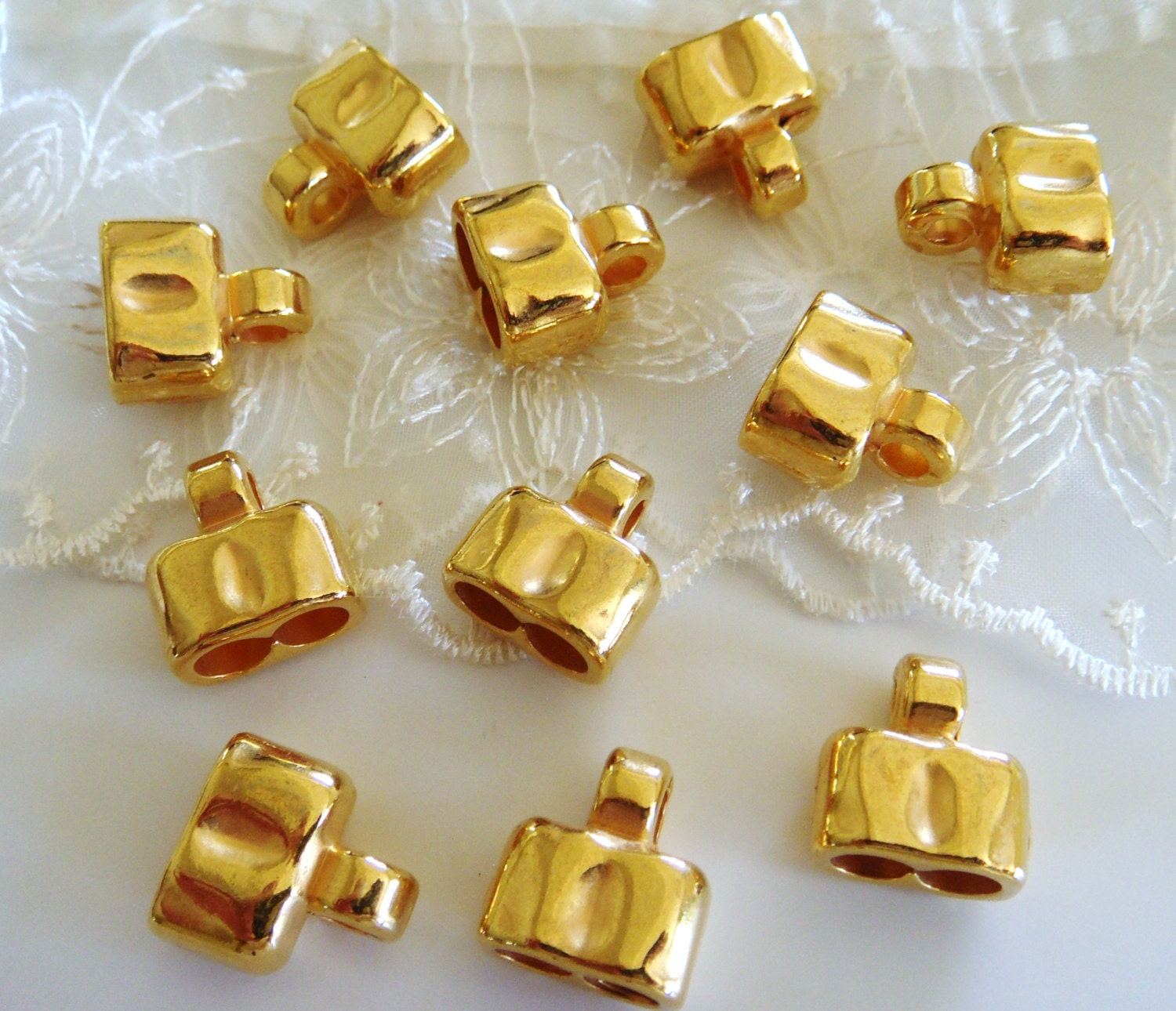 Gold Plated Double End Caps Double Terminator Double Cord Etsy