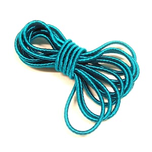 3.2mm Blue Green Wrapped Silk Satin Cord, Soutache Wrapped Thread Cord, Artificial Silk Cord, Rope Cord - 1 Yard/0.92m approx.(1 piece)