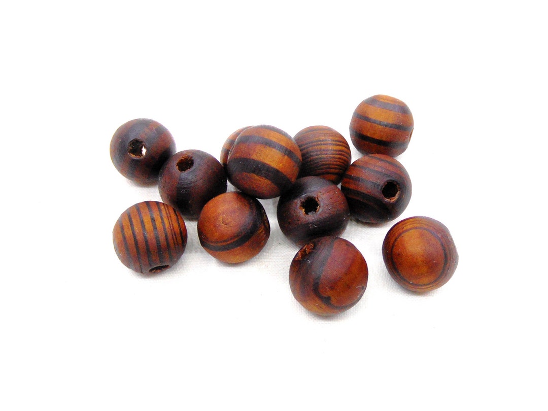 Brown Round Wooden Beads, Brown Wooden Beads With Stripes, Brown Wood