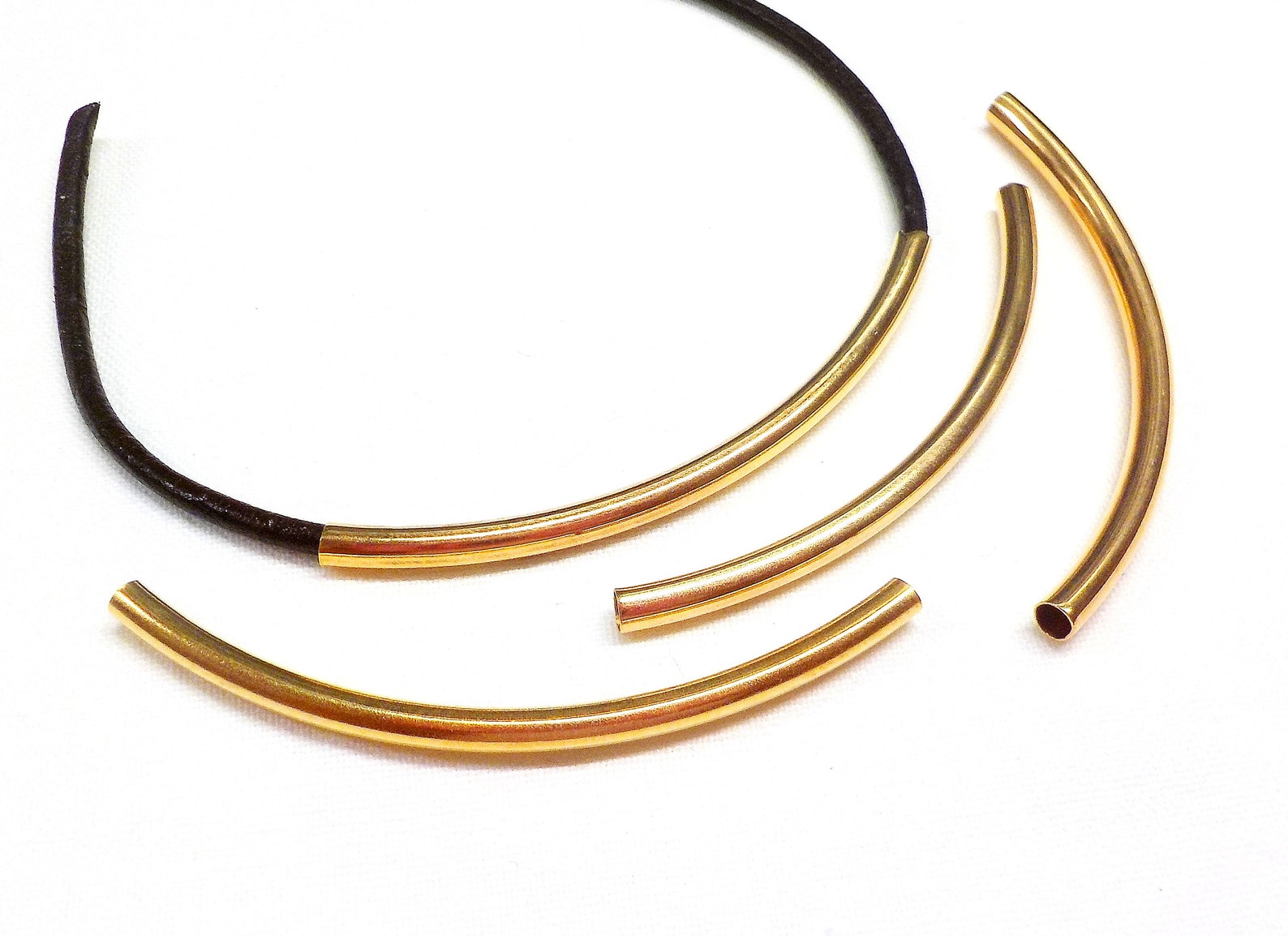 Tube Arched Bars Gold Plated Over Brass Curved Tube Spacers Etsy