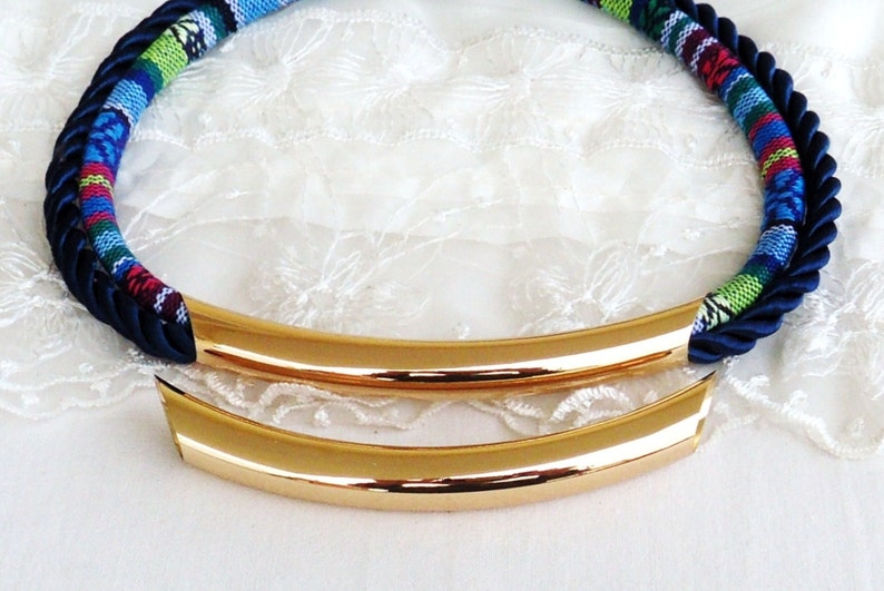 Gold Plated over Brass Necklace Tube Tube Arched Bar Curved Etsy