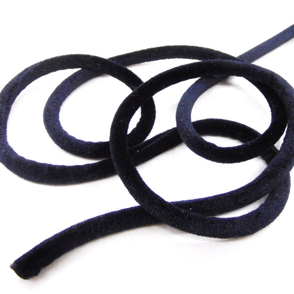 7mm Velvet Round Cord, Choker Cord, Velvet Choker, Tubing Fabric Cord, Tube Velvet Cord, Black Velvet Cord - 1Yard/ 92cm (1 piece)