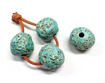 Irregular Round Ceramic Beads, Matte Ceramic Slider, Handmade Greek Ceramic Ball, Organic Round Ceramic Ball, Veraman 23mm (Ø 5mm) -2 pcs