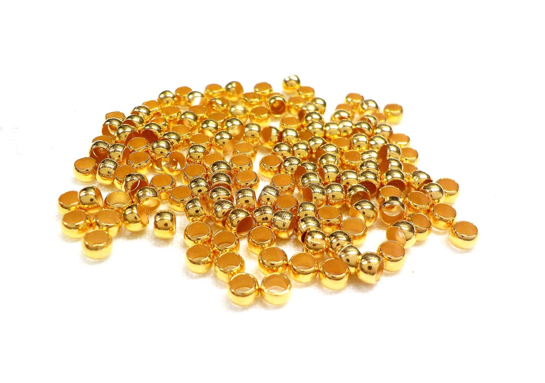 Lead Roud Crimp 24K Gold Plated Over Brass High Quality Round Crimping Beads, Nickel ...