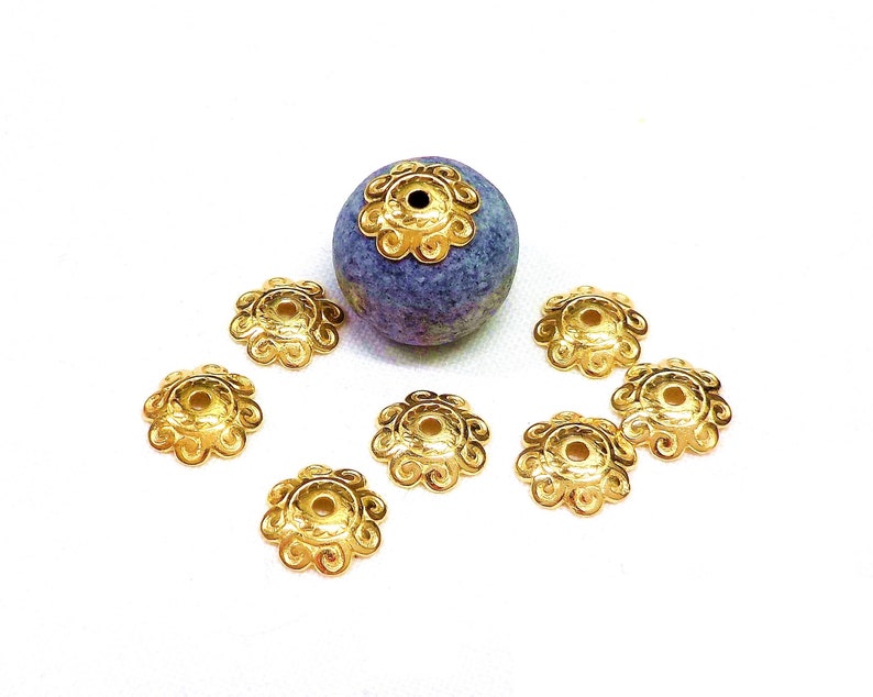 Gold Plated Flower Bead Caps Bead Ends Small Flower Bead Etsy