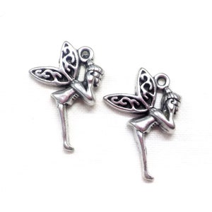 Silver Plated Fairy Charm, Silver Angel Charm, Angel Pendant, Fairy Pendant, Love Charm 23x16mm - 2 pcs