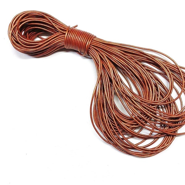 1,8 mm echt rond koperen leren koord, zeer zacht koperen leren koord, Grieks leren koord van hoge kwaliteit - ca. 2 yards/1,85 m.