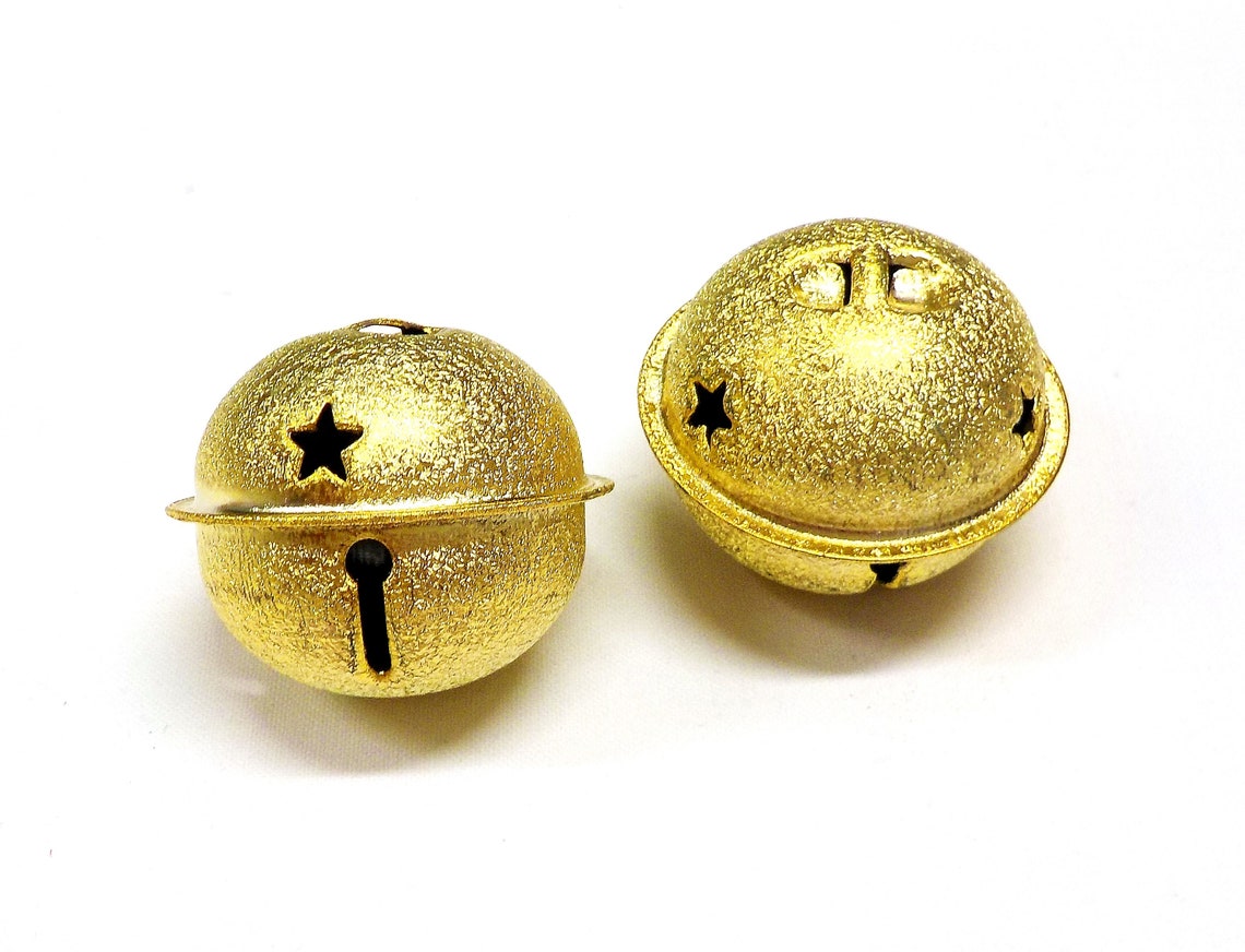 Gold Stardust Jingle Bells Home Decor Bells Large Round Etsy
