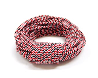 3 mm rouge noir Chevron corde cordon blanc, tressé garniture semi-tendre escalade cordon, cordon rond de Zig Zag - 2 Yards/1,85 m environ (1 pièce)