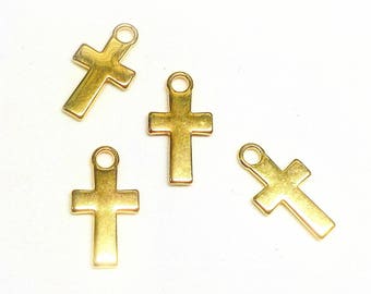 Gold Plated Cross, Gold Cross Charm, Gold Cross Pendant, Metal Cross 12x18mm - 2 pieces