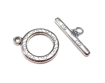 Chiusure a levetta placcate in argento, chiusura a levetta grande, chiusura a barra a T, chiusura a T, chiusura a fiore 20 mm - Confezione da 1 set