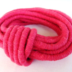 Fuchsia Wrapped Thread Cotton Cord, Covered Cording Fibre Wrap Cord, Fiber Fabric Wrap Cord, Semisoft Cord, 6 mm - 1Yard/ 92cm (1 pc)