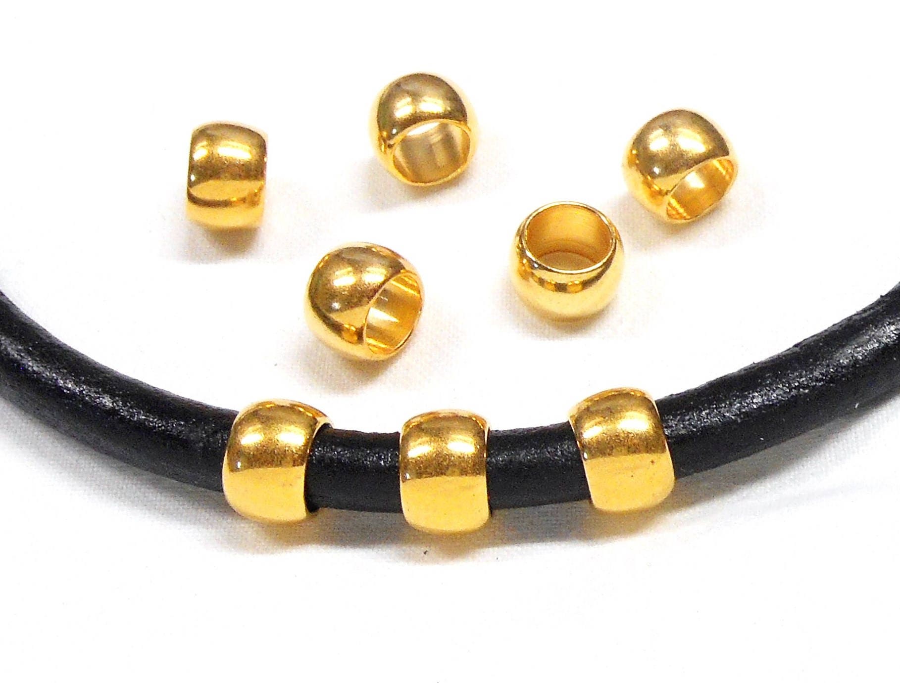 Solid Brass Balls Gold Plated Large Hole Metal Beads Etsy