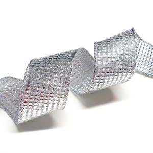 Ruban métallisé argenté, ruban câblé à double face d’étincelle, décor de maison de maison de noël, sac de bijoux de pièce de chaussure de voiture faisant le ruban 25mm - 1 yard