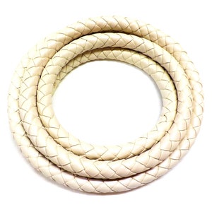 Beige Braided Vegan Leather Cord, Faux Leather 7-8mm Cord, Perfect for Bracelets or Necklaces, Sold in 40cm/15,7&quot; Lengths