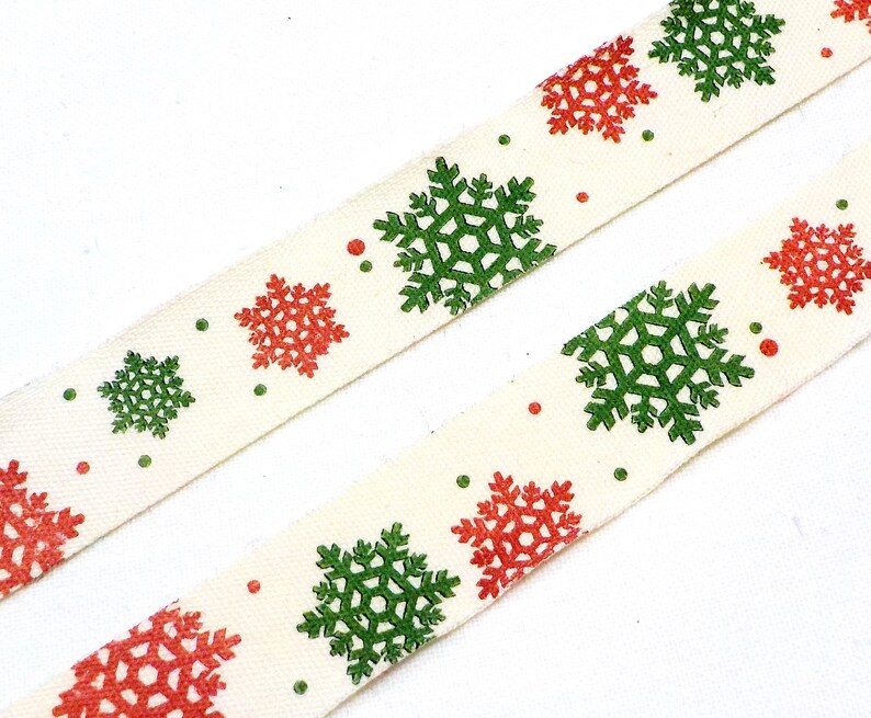 Cotton Printed Snowflake Ribbon Christmas Ribbon Home Decor | Etsy