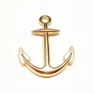 Gold Plated Anchor Pendant, Anchor Charm, Ship Anchor, Nautical Pendant, Marine Pendant, Anchor Necklace, Nautical Jewelry 31x25mm - 1 piece