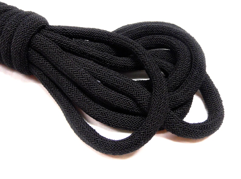 Black Braided Rope Cord Semisoft Trim Cord Artificial Silk Etsy