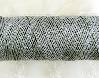 0.8mm Silver Metallic Waxed Cord, Macrame Waxed Cord, Cotton Cord, Twisted Cotton String, Bakers Twine - 10 yards/ 9.2m approx.(1 piece)