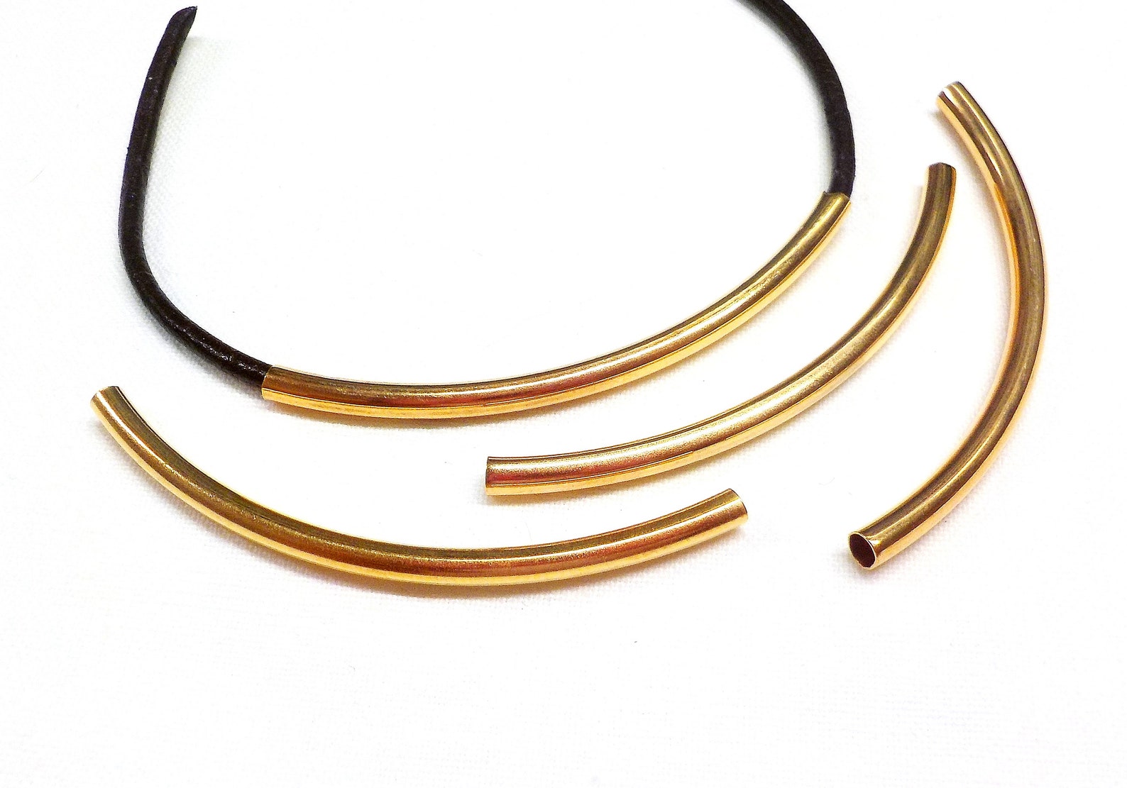 Tube Arched Bars Gold Plated Over Brass Curved Tube Spacers Etsy