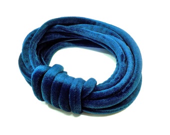 7mm Velvet Round Cord, Choker Cord, Velvet Choker, Tubing Fabric Cord, Tube Velvet Cord, Dark Blue Velvet Cord - 1Yard/ 92cm (1 piece)