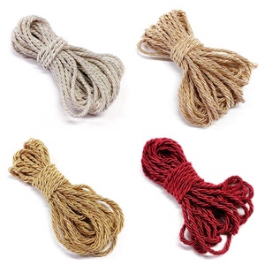 3mm Gold Satin Twisted Cord, Cream Wrapped Thread Cord, Beige Polyester Braided Cord, Red Twisted Cord - 3 Yards/1 piece