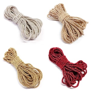 3mm Gold Satin Twisted Cord, Cream Wrapped Thread Cord, Beige Polyester Braided Cord, Red Twisted Cord - 3 Yards/1 piece