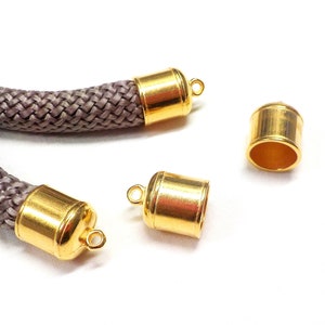 Gold Plated End Caps for 10mm Round Cord, End Caps, Cord Terminals, 10mm Cord Ends, Cords Edge, Cord Terminators, 12x17mm (Ø 10.3mm) - 2 pcs
