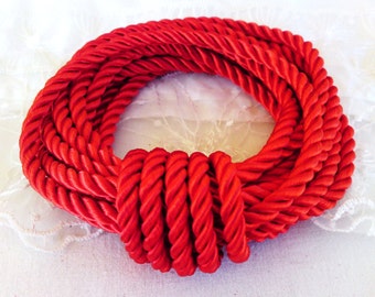 5mm Red Satin Twisted Cord, Wrapped Thread Cord, Rope Cord- 2 Yards/ 1,84m approx.(1 piece)