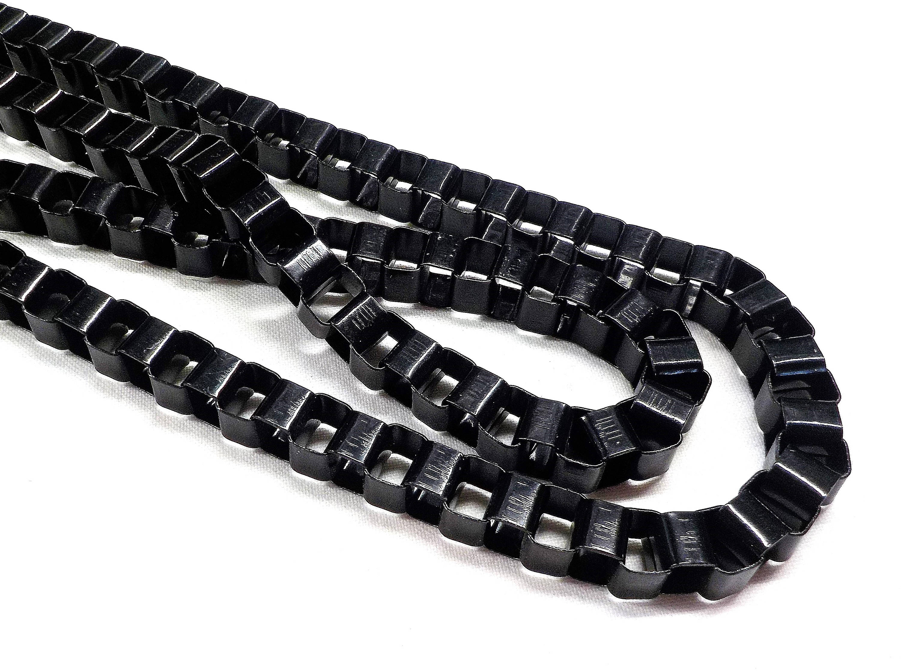 Black Venetian Box Chain, Stainless Steel Chain, Colored Chain 8mm