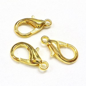Gold Plated Lobster Clasps, Parrot Clasp, Hand Selected and Tested Claw Clasps 18.5x9.5mm - 5pcs