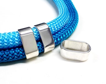 Verzilverde ovale buizen, zilveren schuivers, afstandhouders voor buiskralen, grote buiskralen, metalen kralen 24 x 10 mm, Ø 20 x 10 mm voor koorden van 10 mm - 1 stuk