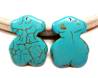 Howlite Turquoise Bear Pendant, Bear Charm, Animal Pendant, Gemstone Pendant, Large Bear Pendant 30x23mm - 1 piece